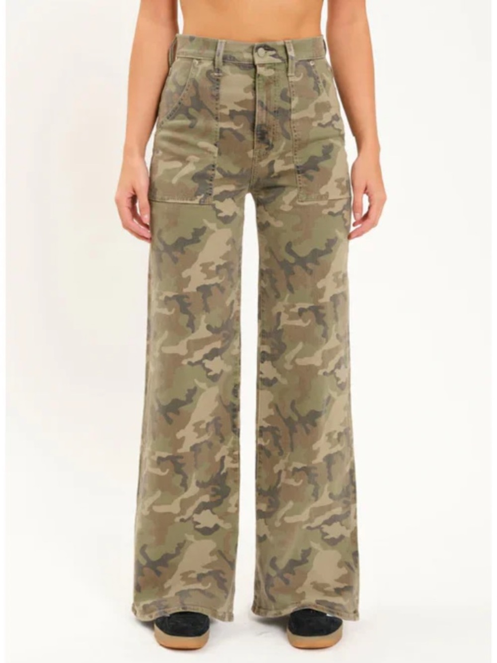 DAZE Organic Cotton Far Out High Rise Wide Leg Camo Jeans 26 - Picture 2 of 7